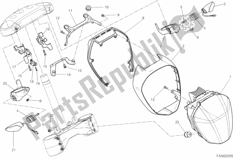 All parts for the Headlight of the Ducati Diavel Xdiavel S Thailand 1260 2016